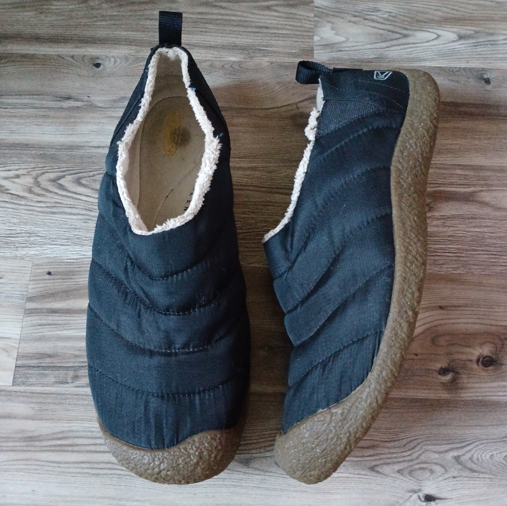 Keen Womens Howser Quilted Slipper Shoes Black Fleece Lined 1002801 Womens Siz12